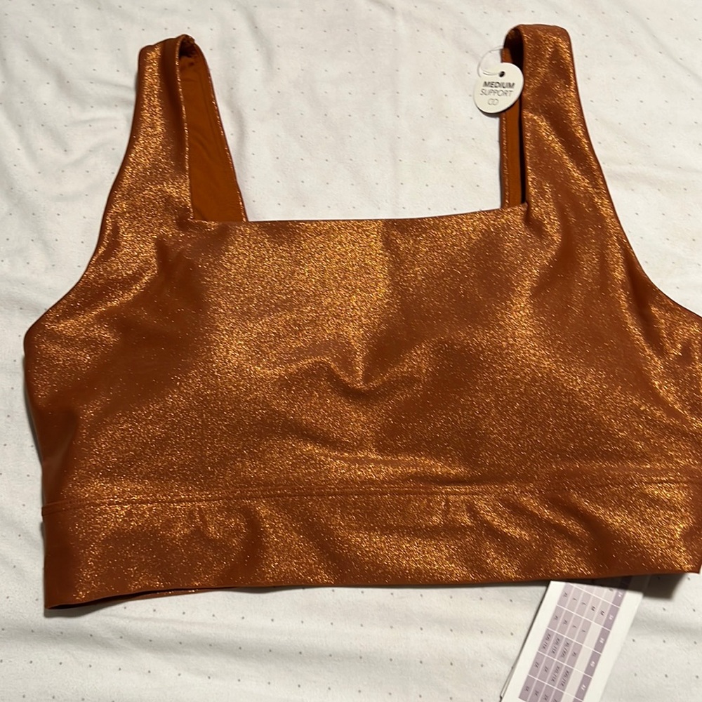 Calia energized metal shine bra Hammered Copper
